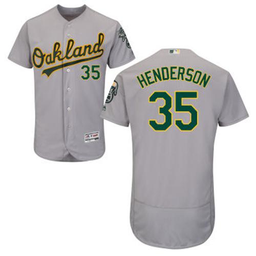 Athletics #35 Rickey Henderson Grey Flexbase Authentic Collection Stitched MLB Jersey - Click Image to Close